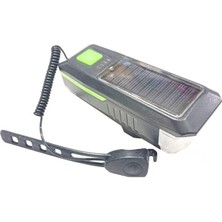 Zhltools Solar Enerjili USB ile Şarj Edilebilir Ledli Bisiklet Feneri Kornalı ve Su Geçirmez Far