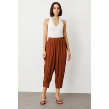  On Paçası Pileli Şalvar Pantolon Mocha 54143