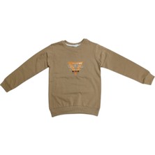 Erkek Çocuk Casual Yazılı Açık Kahverengi Sweatshirt