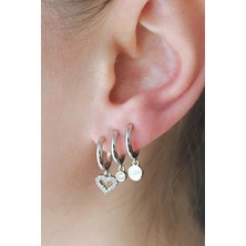 Vıp Çelik Üçlü Görünümlü Zirkon Taşlı Love Küpe