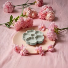 Çiçek Formlu Kalp Bölmeli Beyaz Kase-Tabak 14 x 2 cm