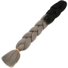 AyrStore Afrika Örgülük Sentetik Ombreli Saç 100 gr / Siyah / Koyu Gri