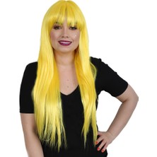 AyrStore Uzun Kahküllü Fiber Sentetik Peruk / Sarı