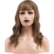 AyrStore Dalgalı Kısa Perçemli Fiber Sentetik Peruk / Bebek Kumralı