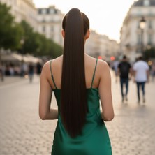 AyrStore Tokalı Düz At Kuyruğu / Kahve Karamel