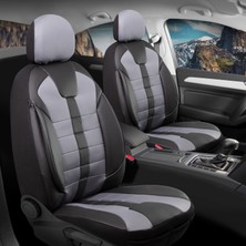 Toyota Yaris Cross Uyumlu Oto Koltuk Kılıfı Deri Detaylı Kumaş Vista Füme Siyah