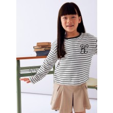 Mayoral 4-10 Yaş Kız Çocuk Bisiklet Yaka Çizgili Tişört – Uzun Kollu, Pamuklu