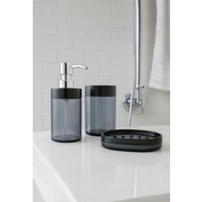 3 Parça Banyo Seti | Krom Görünümlü Plastik Başlıklı Sabunluk + Diş Fırçalık + Sabunluk