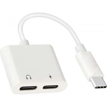 Iphone 16E Ile Uyumlu Çift Type-C Portlu Şarj ve Kulaklık Adaptörü