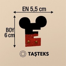 Taşteks Taşlı Ütülenebilen Veya Sticker Olarak Kullanılabilen ' Mickey E ' Harfi