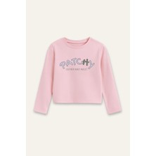 Kız Çocuk Baskılı Uzun Kol T-Shirt - Pembe
