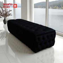 Smarto Relax Swiss Style Saas-Fee Sandıklı  baby face Puf, Kapitoneli Sandıklı, 100x45x45 cm, Babyface Kaplama  Dekoratif puf(Siyah)