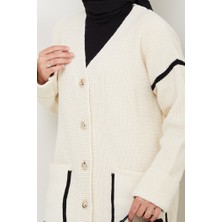 Ilge Düğmeli Triko Hırka 1597 - Ekru