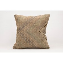 El Yapımı Kilimden Yapılmış Vintage Kırlent Kılıfı, Yün