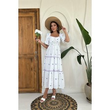 Markano Dantel Detaylı Brode Elbise