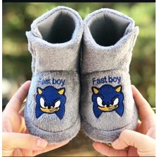 Cırtlı  Sonic Çocuk Panduf Kaydırmaz Taban Hızlı Çocuk Figürlü Terletmez Üşütmez Anaokulu Kreş Ev Pandufu