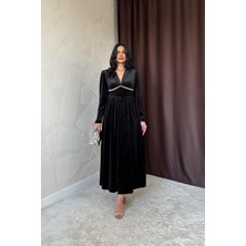 Markano Göğüs Altı Taşlı Elbise