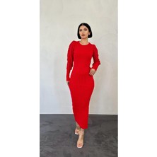 Markano Kolları Örgülü Triko Elbise