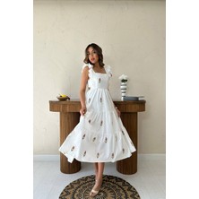 Markano Sıfır Kol Fırfırlı Elbise