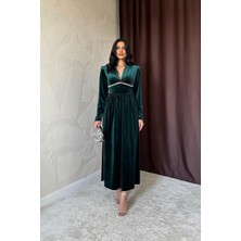 Markano Göğüs Altı Taşlı Elbise