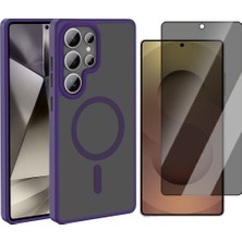 Vendas Galaxy S25 Ultra Kılıf Magsafe Şarj Özellikli Mat Arka Yüzey Zore Sio Kapak+ Parmak İzi Okumalı Privacy Hayalet Ekran Koruyucu
