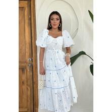 Markano Dantel Detaylı Brode Elbise