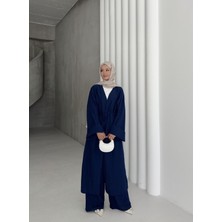 Kadın Yırtmaçlı Gofre Tesettür Tunik Pantolon Ikili Alt Üst Takım