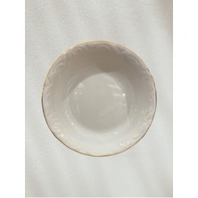 Porland Altın Yaldız 14CM Çerezlik Porselen Tabak 6'lı Yuvarlak Şık Tasarım