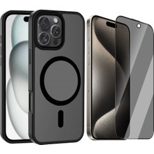 Vendas iPhone 16 Pro Max Kılıf M-safe Şarj Özellikli Mat Arka Yüzey Zore Sio Kapak + Hayalet Cam Ekran Koruyucu