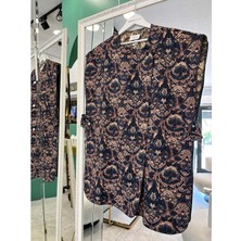 Ekru Yelek Etnik Desen - Lacivert - S