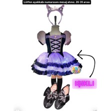 Kuromi Işıklı Elbise Kostüm Kuromi Taç Kuromi Siyah Babet Kuromi Çorap Doğum Günü Parti Seti