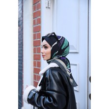 Yaprak Desenli Eşarp Siyah