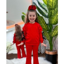 Kız Çocuk Kol Fiyonk Detaylı Pamuklu 2'li Takım Alt-Üst Takım