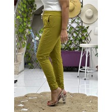 AY17011 Likralı Coton Pantolon Yağyeşili
