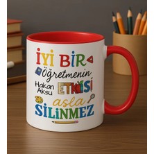 Bk Gift Kişiye Özel Iyi Bir Öğretmen Tasarımlı Kırmızı Kupa Bardak-2, Öğretmene Hediye, Öğretmenler Günü Hediyesi