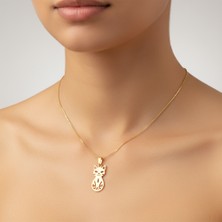 TabiTela 14 ayar altın kolye ucu kedi GM2147 1 gr