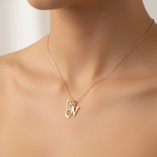 Tabitala TabiTela 14 ayar altın kolye ucu HarfV   GM359 1 gr