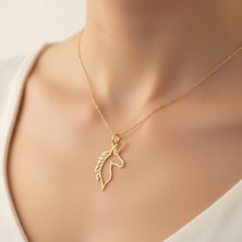 TabiTela 14 ayar altın kolye ucu tek boynuzlu at   GM2546 1 gr