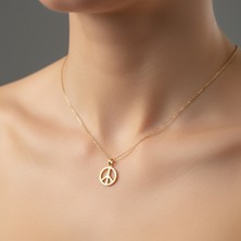 TabiTela 14 ayar altın kolye ucu barış işareti   GM1552 1 gr