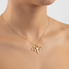TabiTela 8 ayar altın kolye ucu yırtıcı yarasa   GM2118 1 gr
