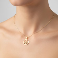 TabiTela 8 ayar altın kolye ucu barış işareti   GM4804 1 gr