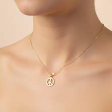 TabiTela 14 ayar altın kolye ucu barış işareti   GM4801 1 gr