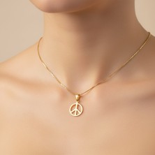 TabiTela 14 ayar altın kolye ucu barış işareti   GM4808 1 gr