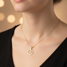 TabiTela 14 ayar altın kolye ucu barış işareti   GM4802 1 gr