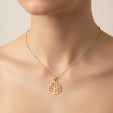 TabiTela 8 ayar altın kolye ucu meşe   GM7657 1 gr