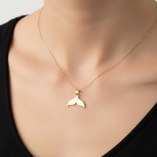 TabiTela 14 ayar altın kolye ucu balina kuyruğu   GM8467 1 gr
