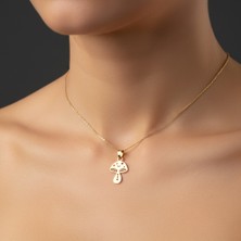 TabiTela 14 ayar altın kolye ucu mantar GM8623 1 gr