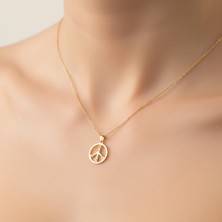 TabiTela 14 ayar altın kolye ucu barış işareti   GM7909 0.5 gr