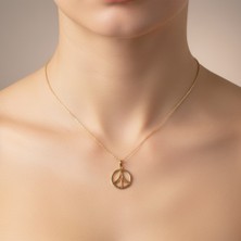 TabiTela 14 ayar altın kolye ucu barış işareti   GM7904 0.5 gr