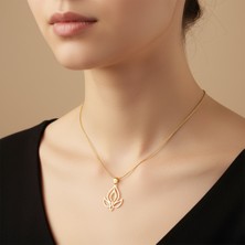 TabiTela 8 ayar altın kolye ucu lotus   GM7443 0.5 gr